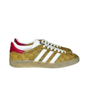 GUCCI X Adidas Gazelle GG Monogram Brown Red Sneakers Size 40(EU)